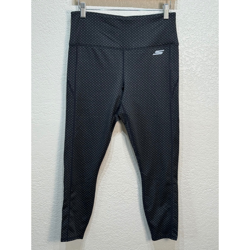Skechers Performance‎ Womens Black White Polka Dot High Waisted Leggings Size L